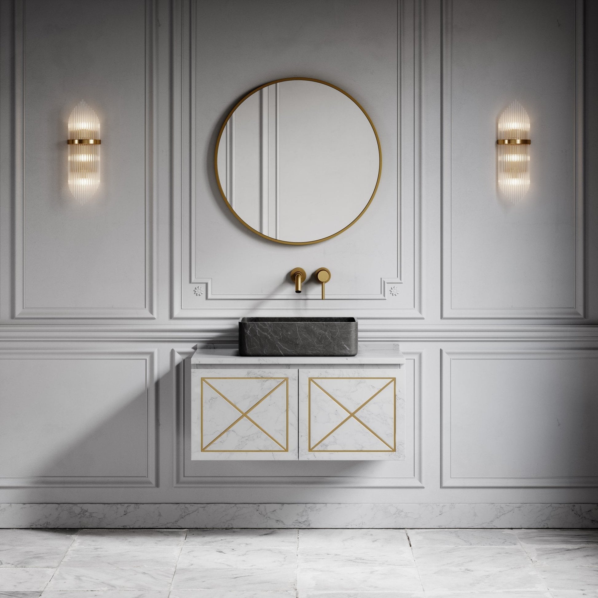 Kudos Pietra Grey Marble Countertop Basin 455mm