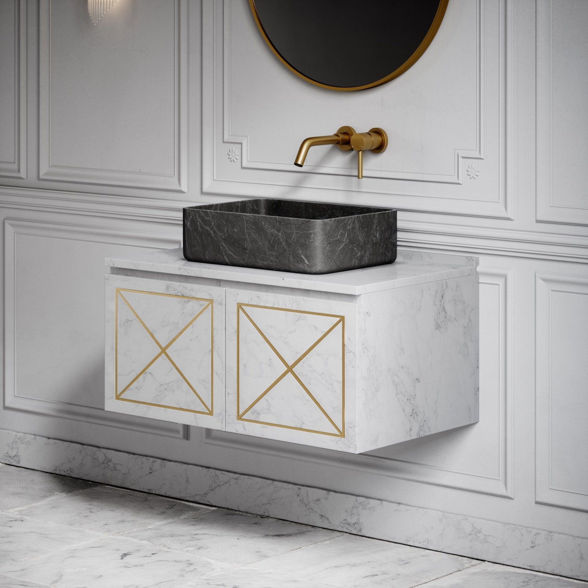 Kudos Pietra Grey Marble Countertop Basin 455mm