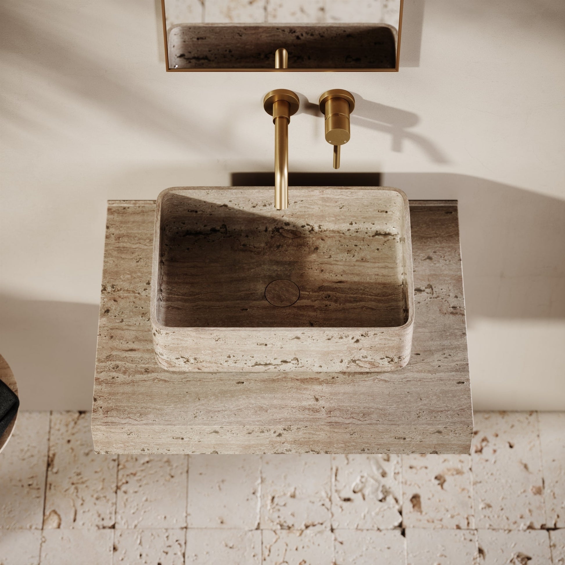 Kudos Travertine Stone Countertop Basin 455mm