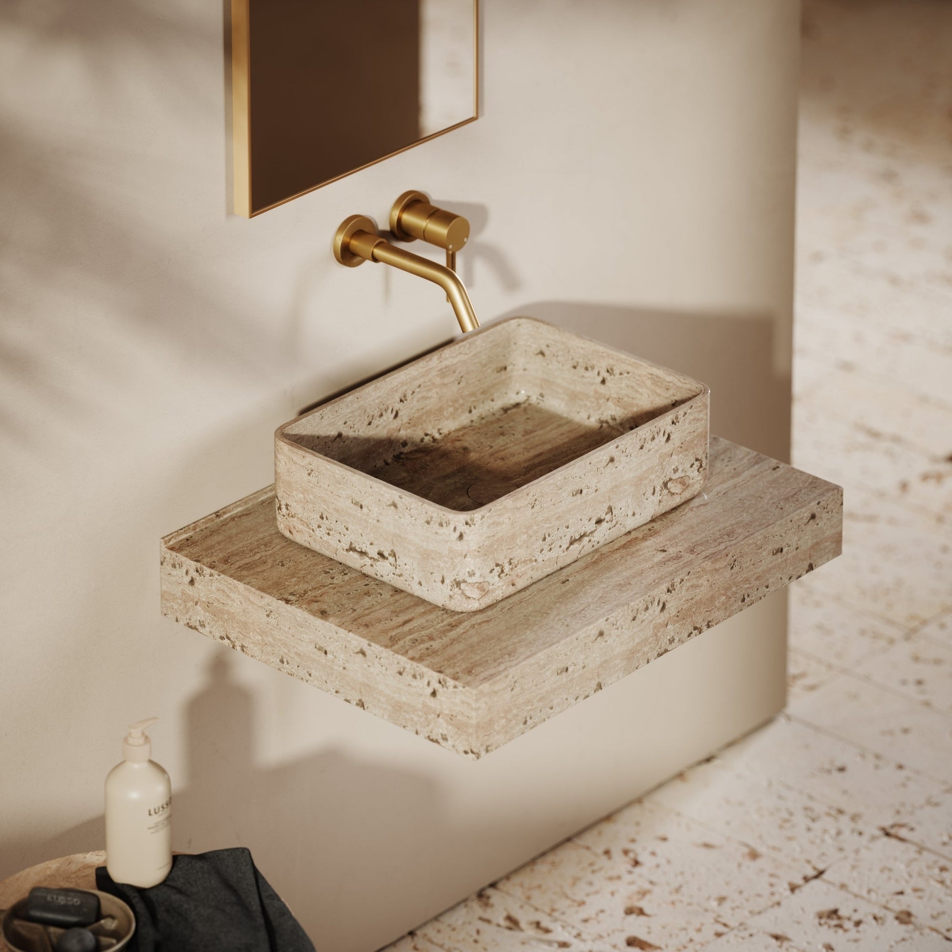 Kudos Travertine Stone Countertop Basin 455mm