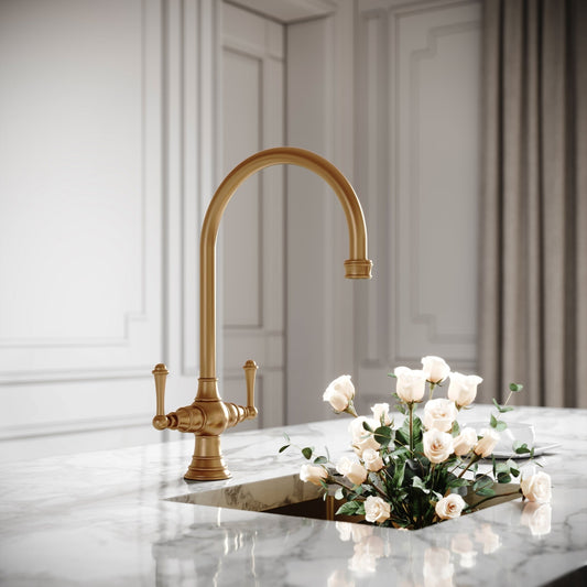 Lambeth Single Hole Traditional Kitchen Tap Brushed Gold