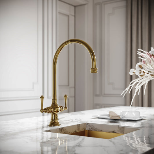 Lambeth Single Hole Traditional Kitchen Tap Polished Brass