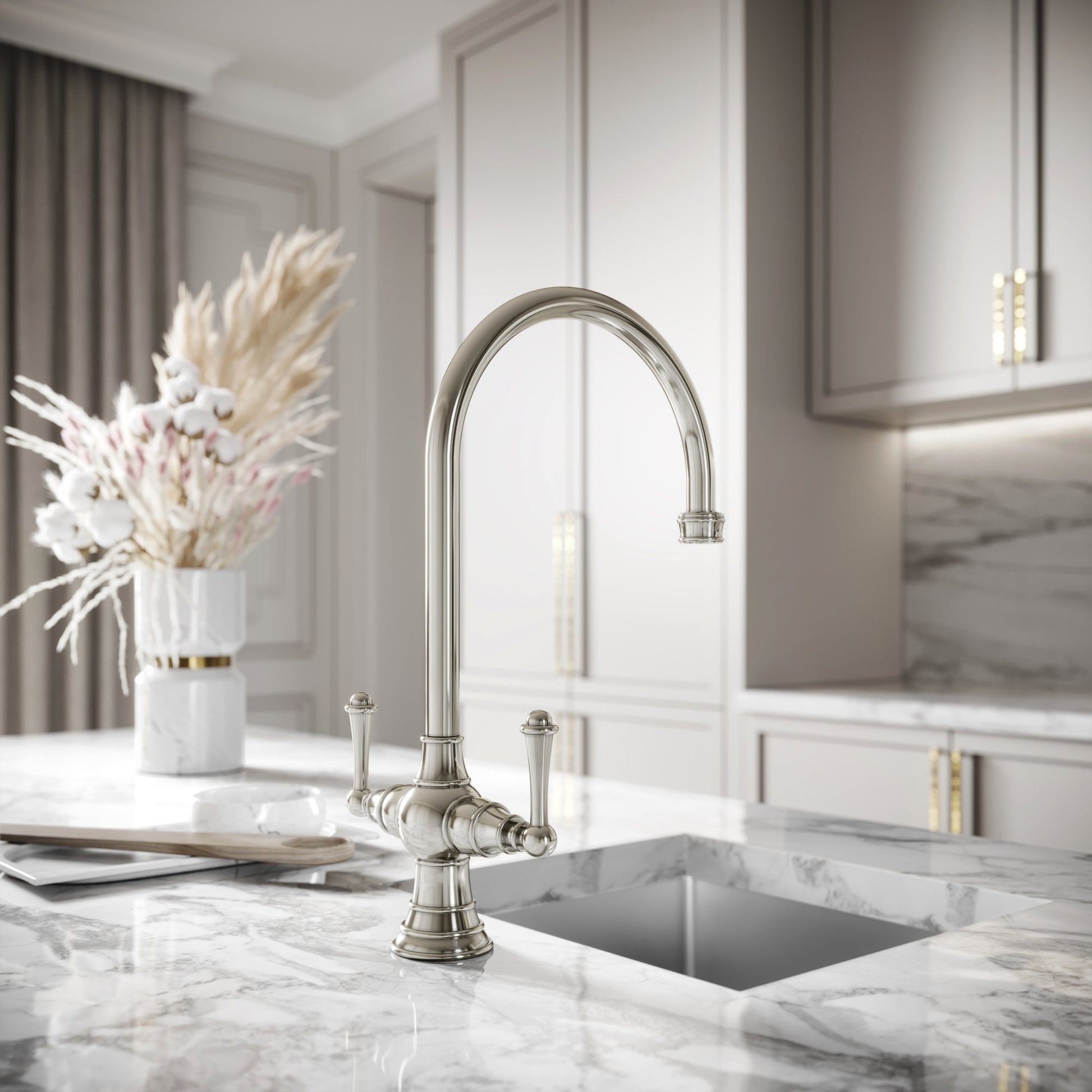 Lambeth Single Hole Traditional Kitchen Tap Polished Nickel