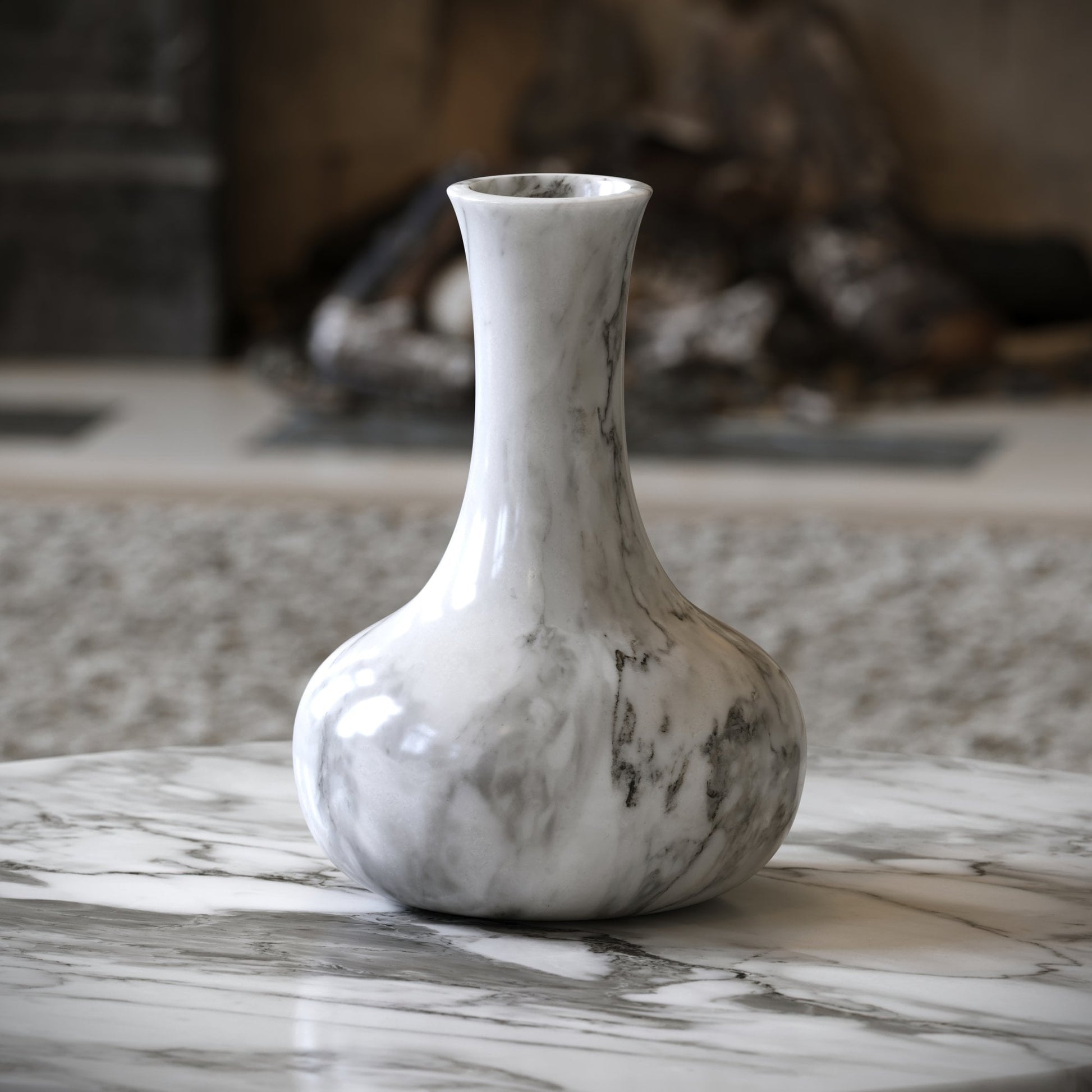 Lamora Arabescato Marble Oval Vase 300mm