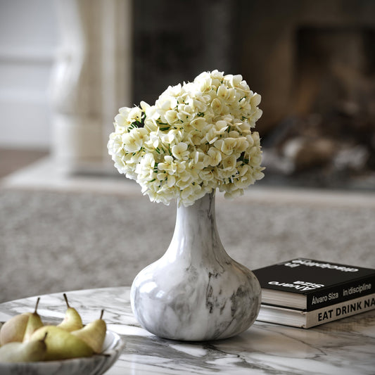 Lamora Arabescato Marble Oval Vase 300mm