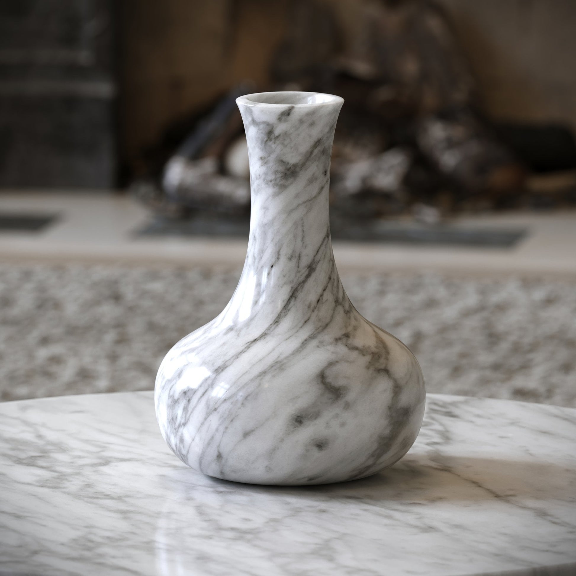 Lamora Carrara Marble Oval Vase 300mm