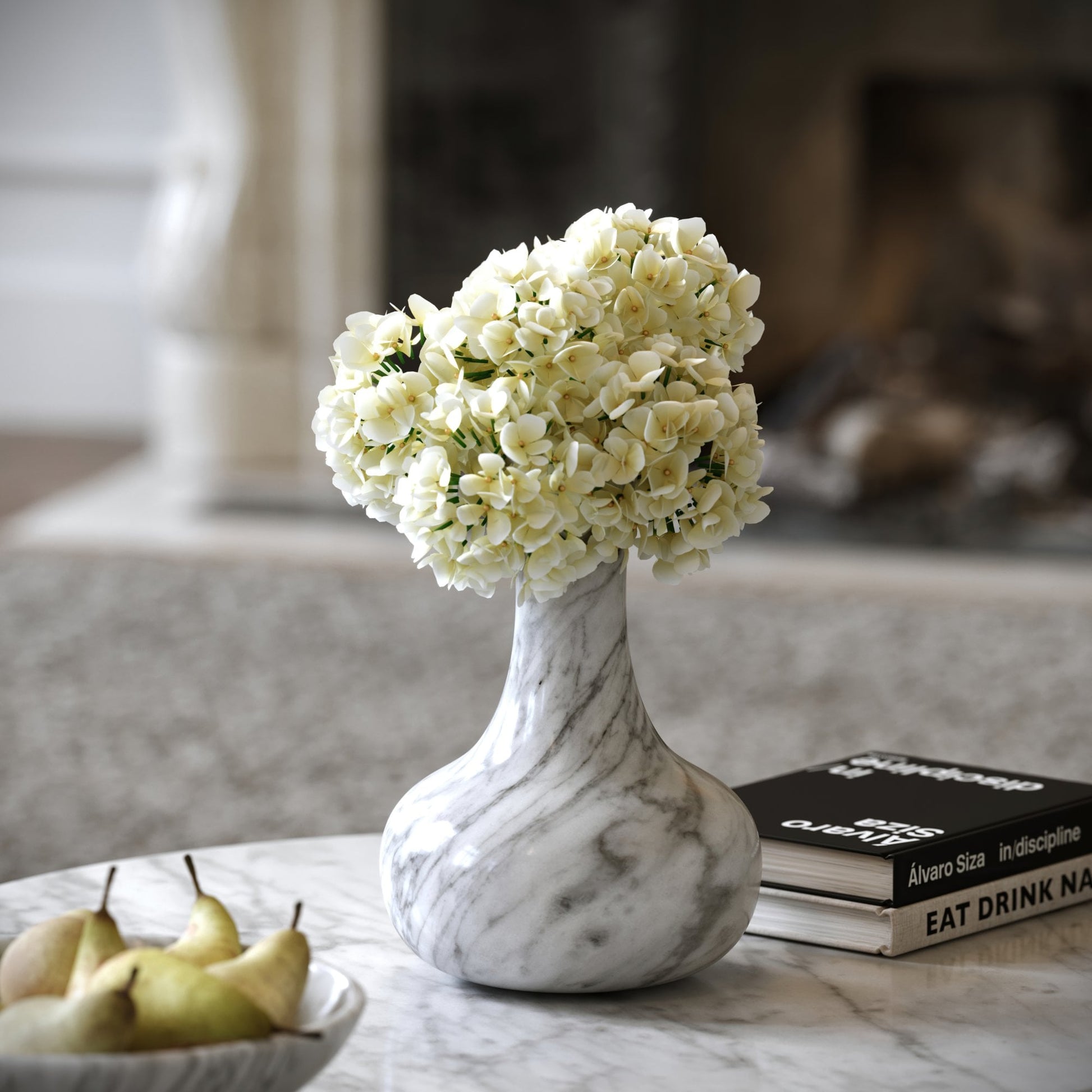 Lamora Carrara Marble Oval Vase 300mm
