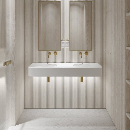 Lanosa Wall Hung Double Stone Basin 1200mm