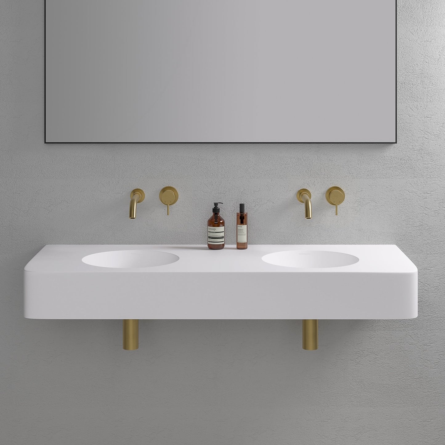 Lanosa Wall Hung Double Stone Basin 1200mm