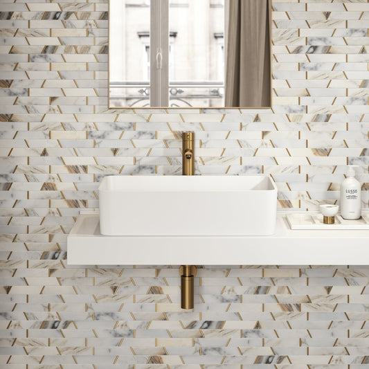 Lauro Stone Basin 600mm & Stone Wall Hung Countertop Basin Shelf Set