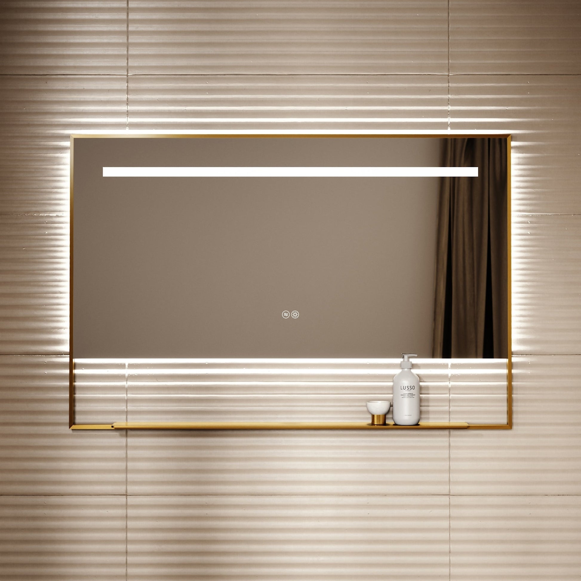 Levante Brushed Gold Mirror With Natural White LED light and Demister 1200mm
