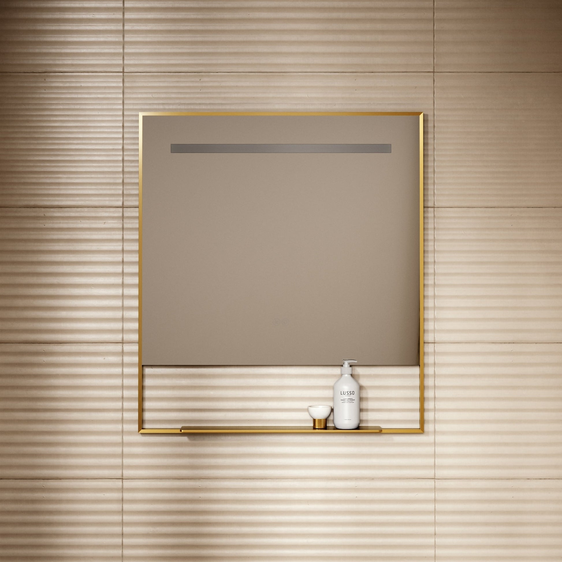 Levante Brushed Gold Mirror With Natural White LED light and Demister 800mm
