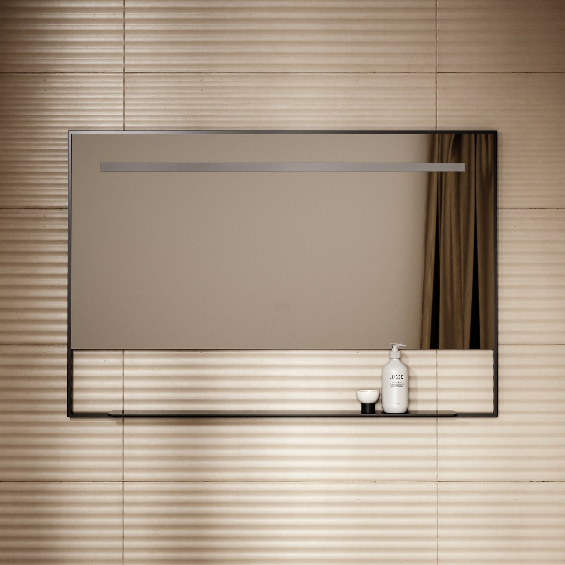 Levante Matte Black Mirror With Natural White LED light and Demister 1200mm