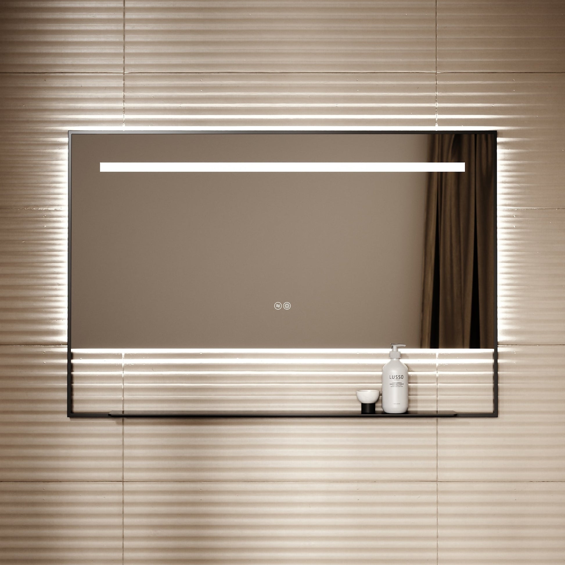 Levante Matte Black Mirror With Natural White LED light and Demister 1200mm