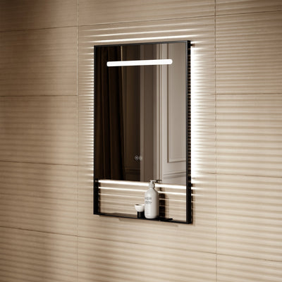 Levante Matte Black Mirror With Natural White LED light and Demister 600mm
