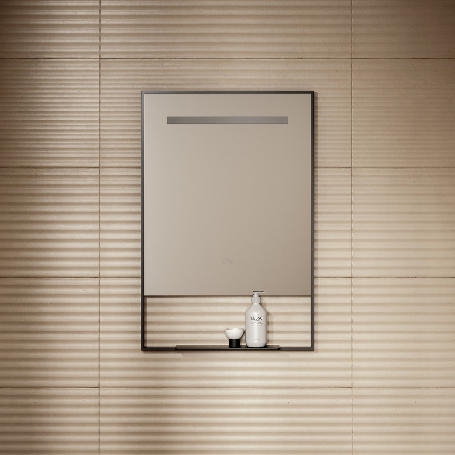 Levante Matte Black Mirror With Natural White LED light and Demister 600mm