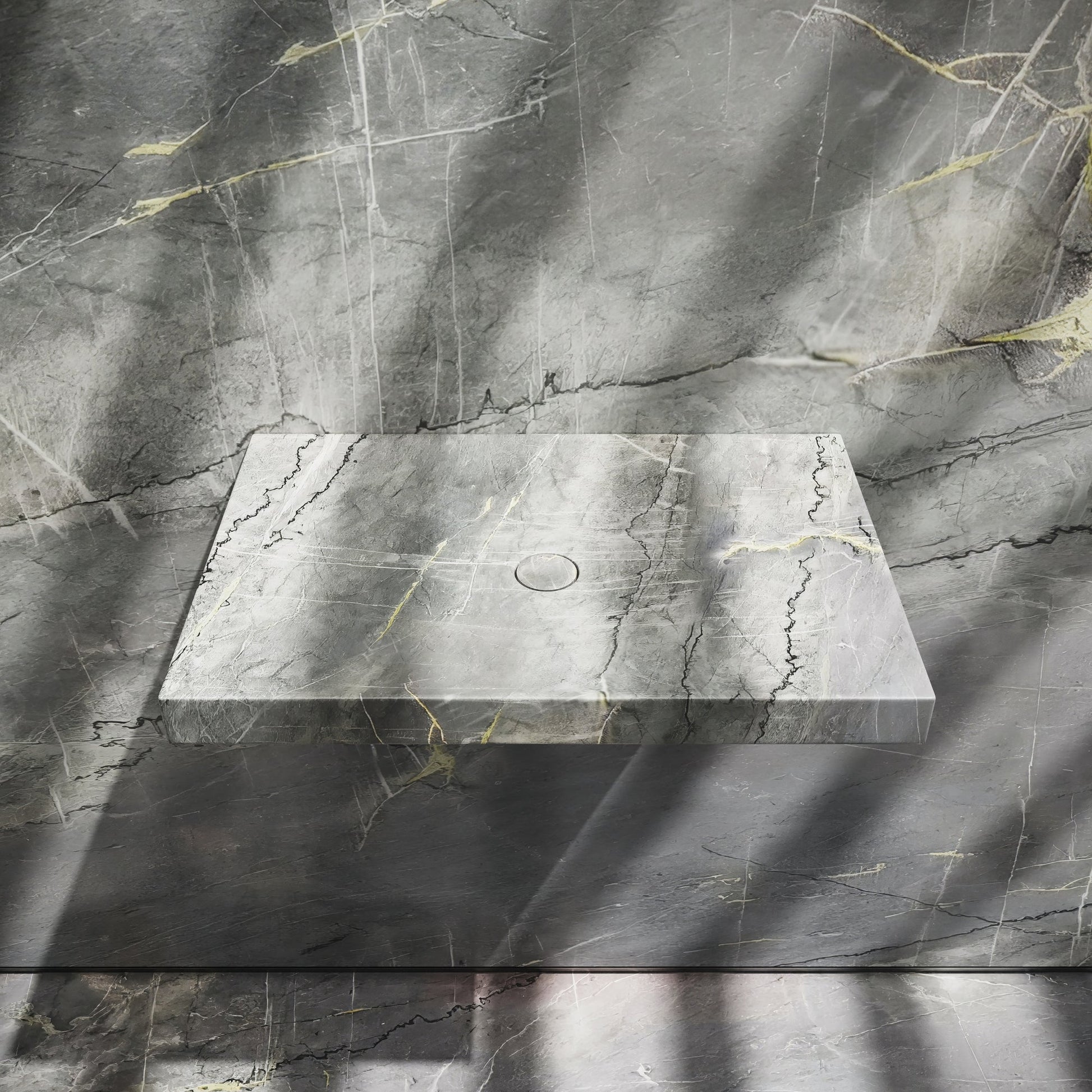 Levitare Amazon Blue Marble Ultra Thin Wall Hung Basin 600mm