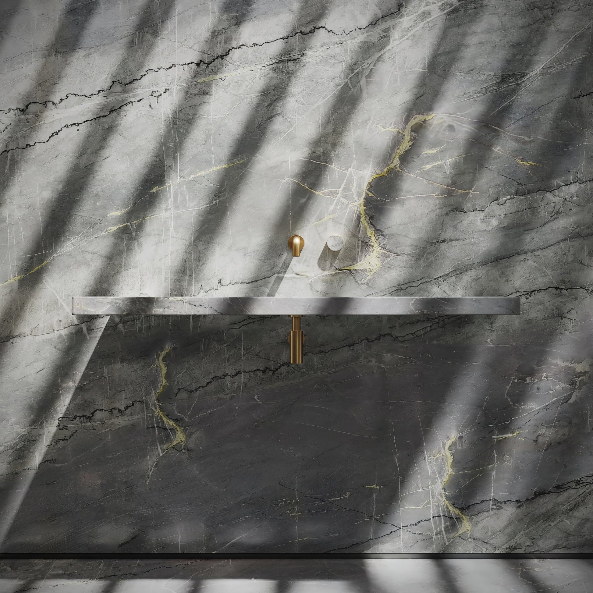 Levitare Amazon Blue Marble Ultra Thin Wall Mounted Basin 1200mm (Centre Waste)