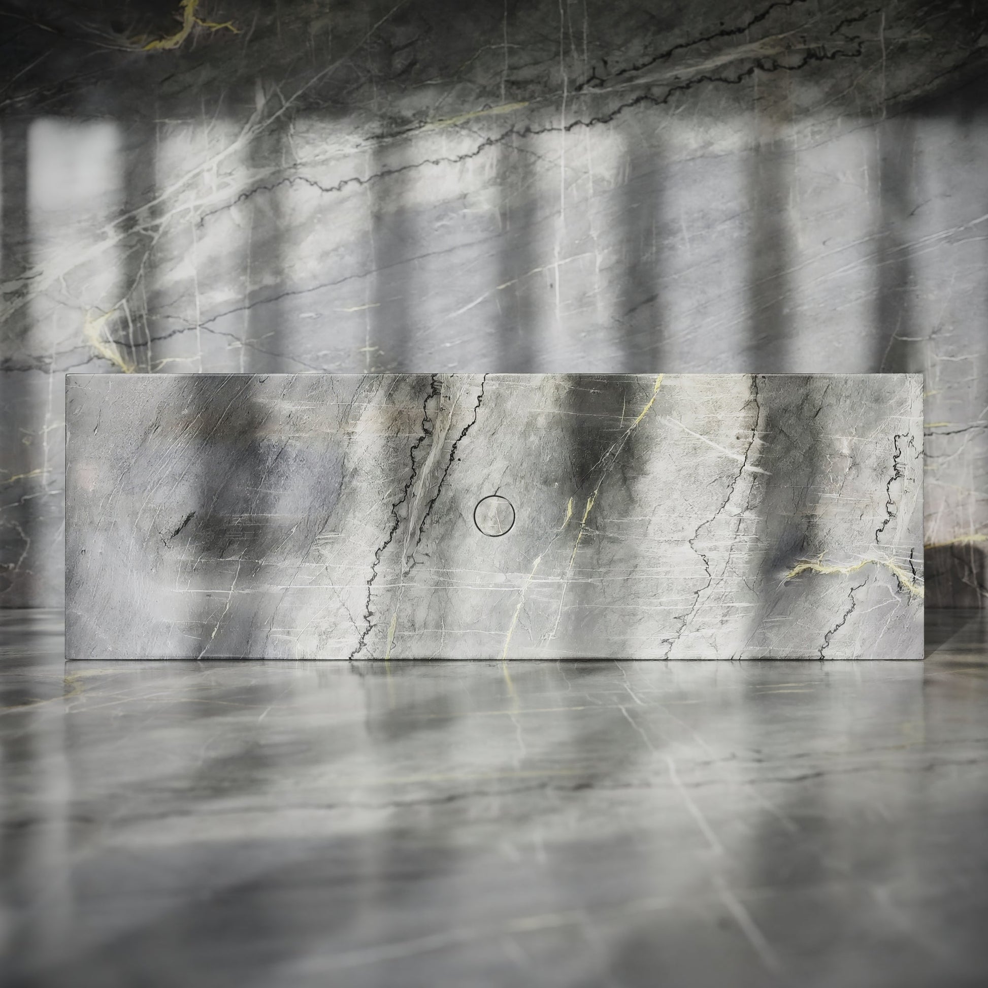 Levitare Amazon Blue Marble Ultra Thin Wall Mounted Basin 1200mm (Centre Waste)