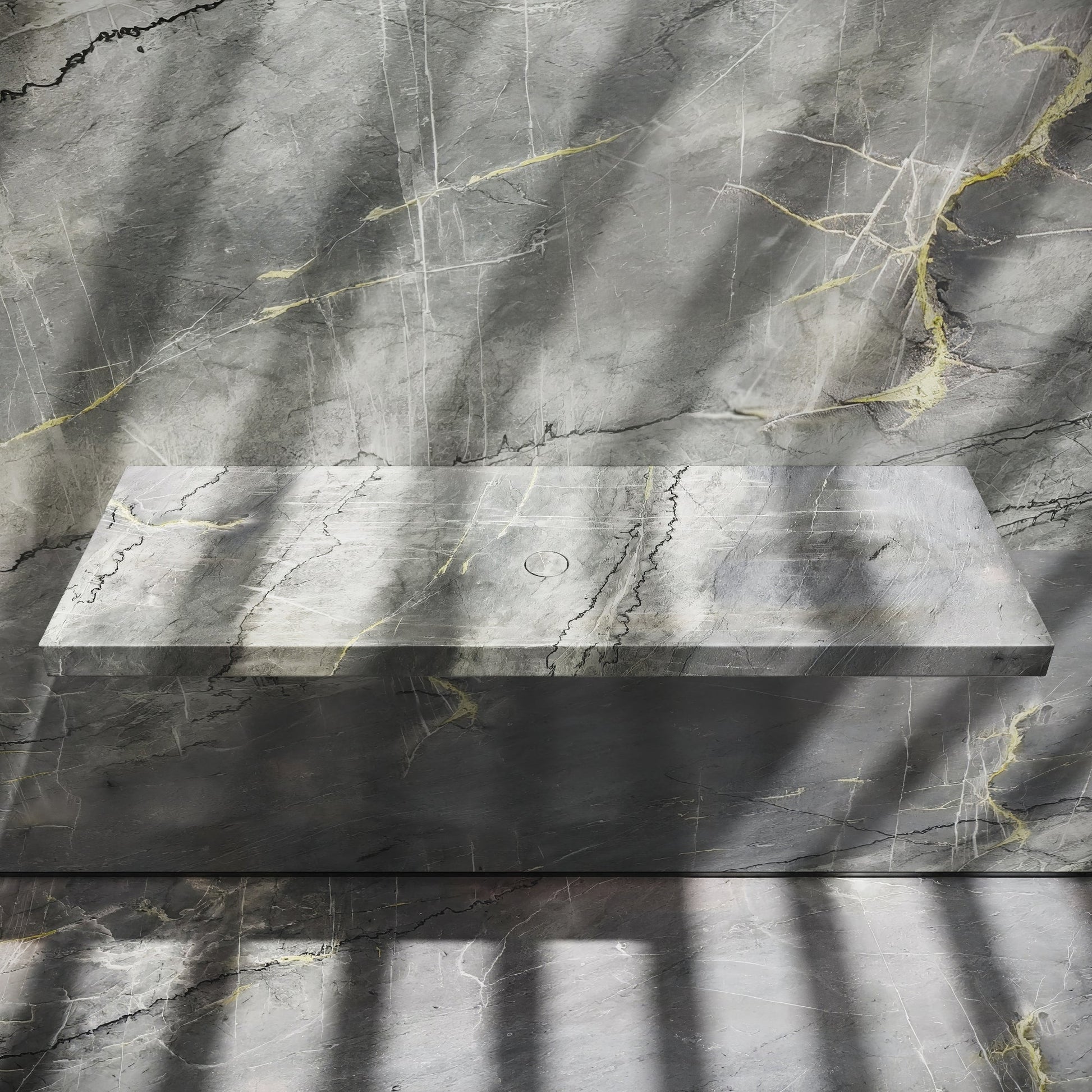 Levitare Amazon Blue Marble Ultra Thin Wall Mounted Basin 1200mm (Centre Waste)