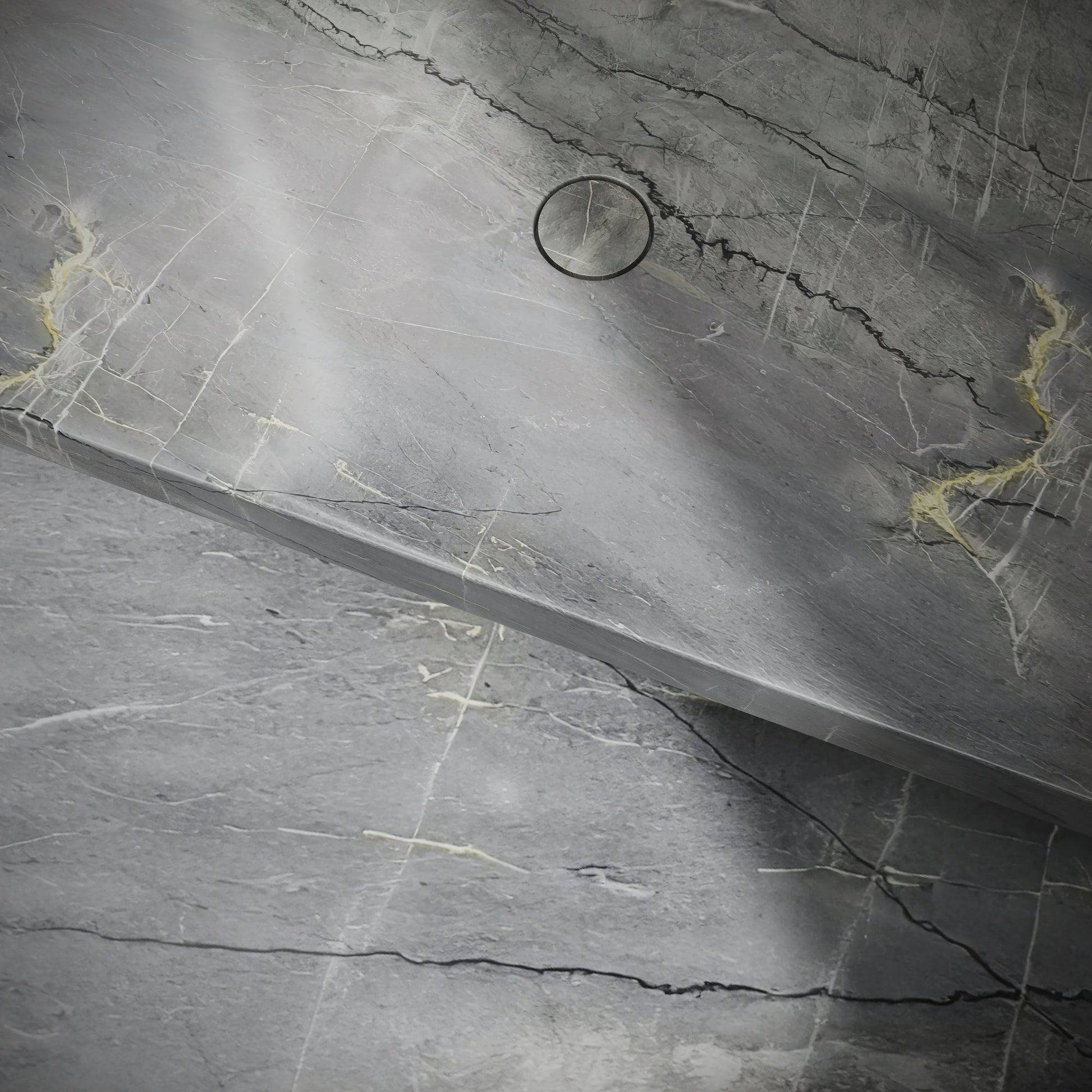 Levitare Amazon Blue Marble Ultra Thin Wall Mounted Basin 1200mm (Centre Waste)