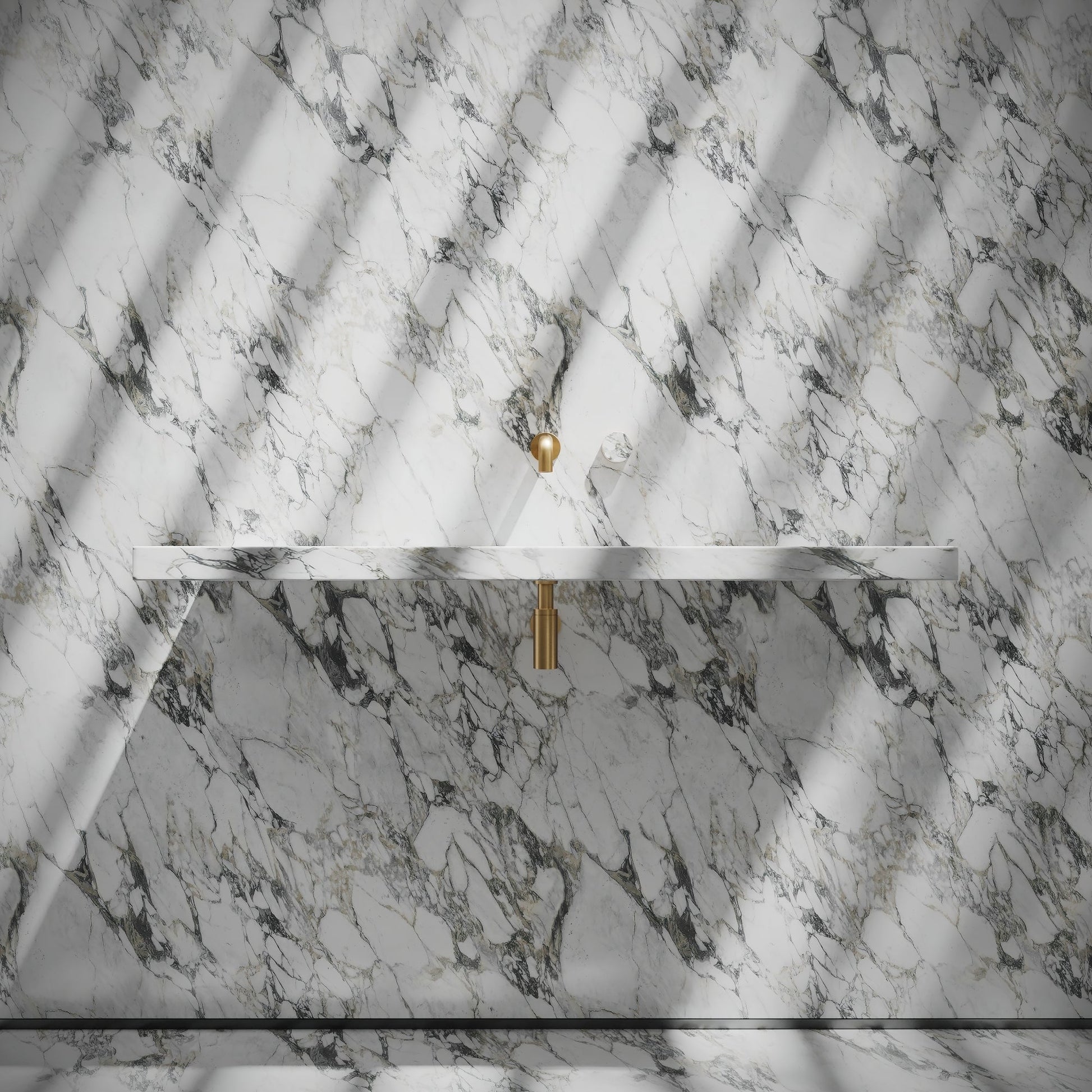 Levitare Arabescato Marble Ultra Thin Wall Mounted Basin 1200mm (Centre Waste)