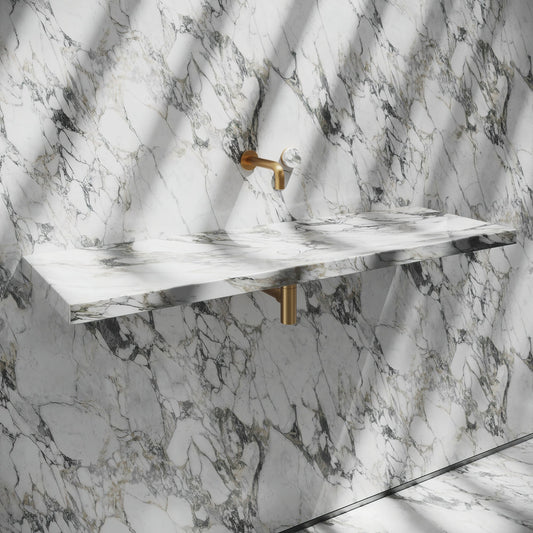 Levitare Arabescato Marble Ultra Thin Wall Mounted Basin 1200mm (Centre Waste)