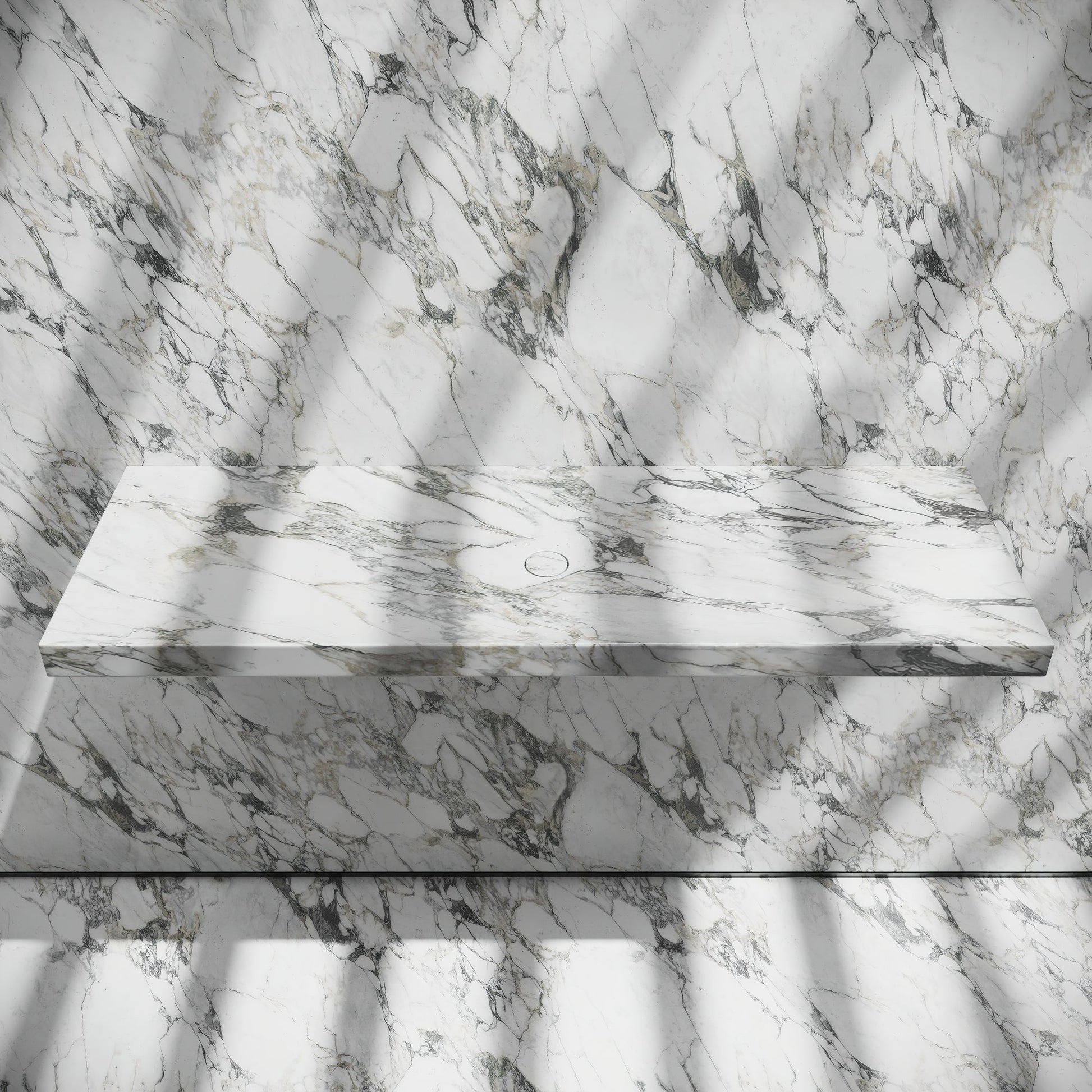Levitare Arabescato Marble Ultra Thin Wall Mounted Basin 1200mm (Centre Waste)