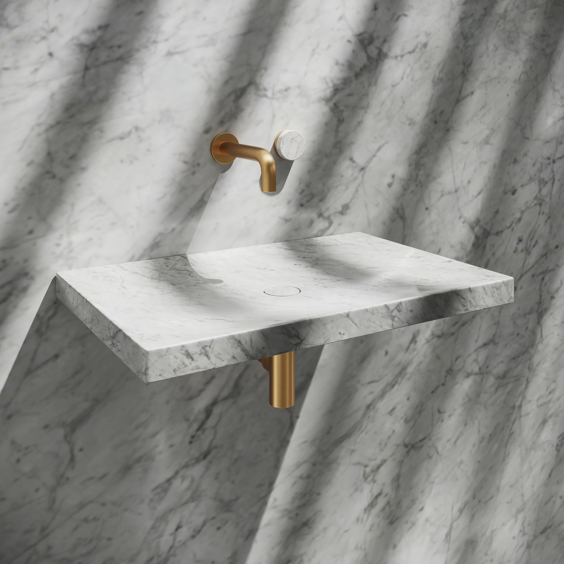 Levitare Carrara Marble Ultra Thin Wall Hung Basin 600mm