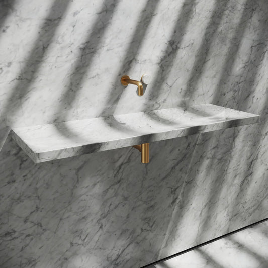 Levitare Carrara Marble Ultra Thin Wall Mounted Basin 1200mm (Centre Waste)
