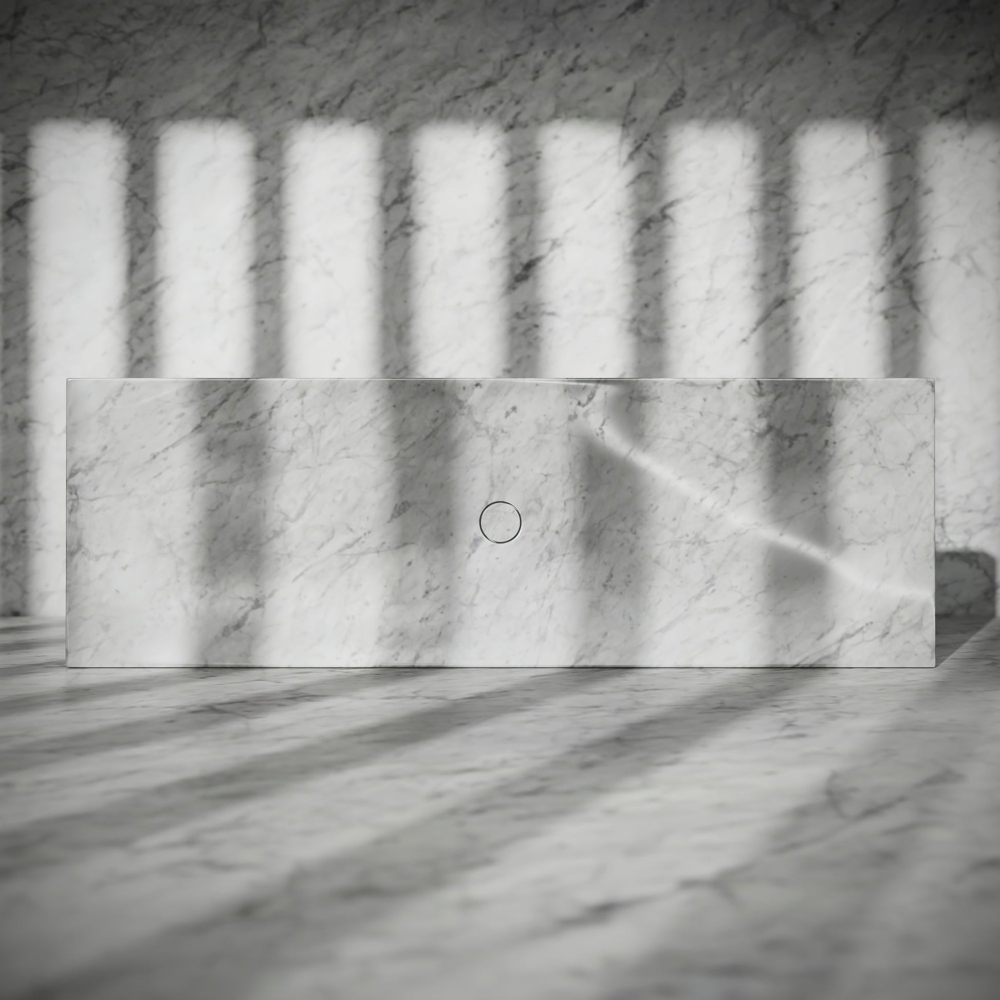 Levitare Carrara Marble Ultra Thin Wall Mounted Basin 1200mm (Centre Waste)