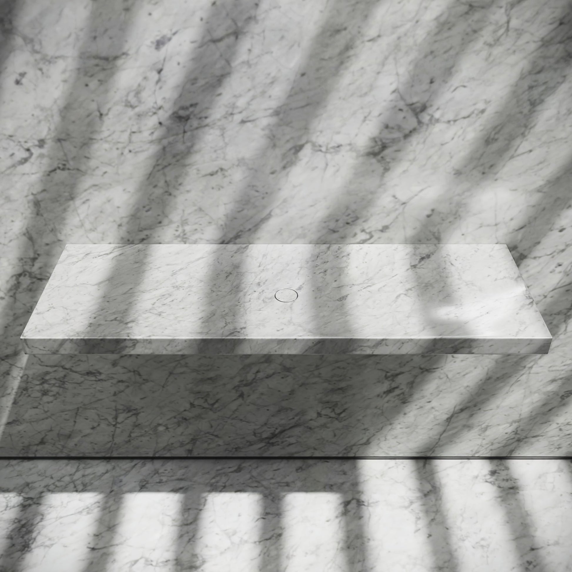 Levitare Carrara Marble Ultra Thin Wall Mounted Basin 1200mm (Centre Waste)