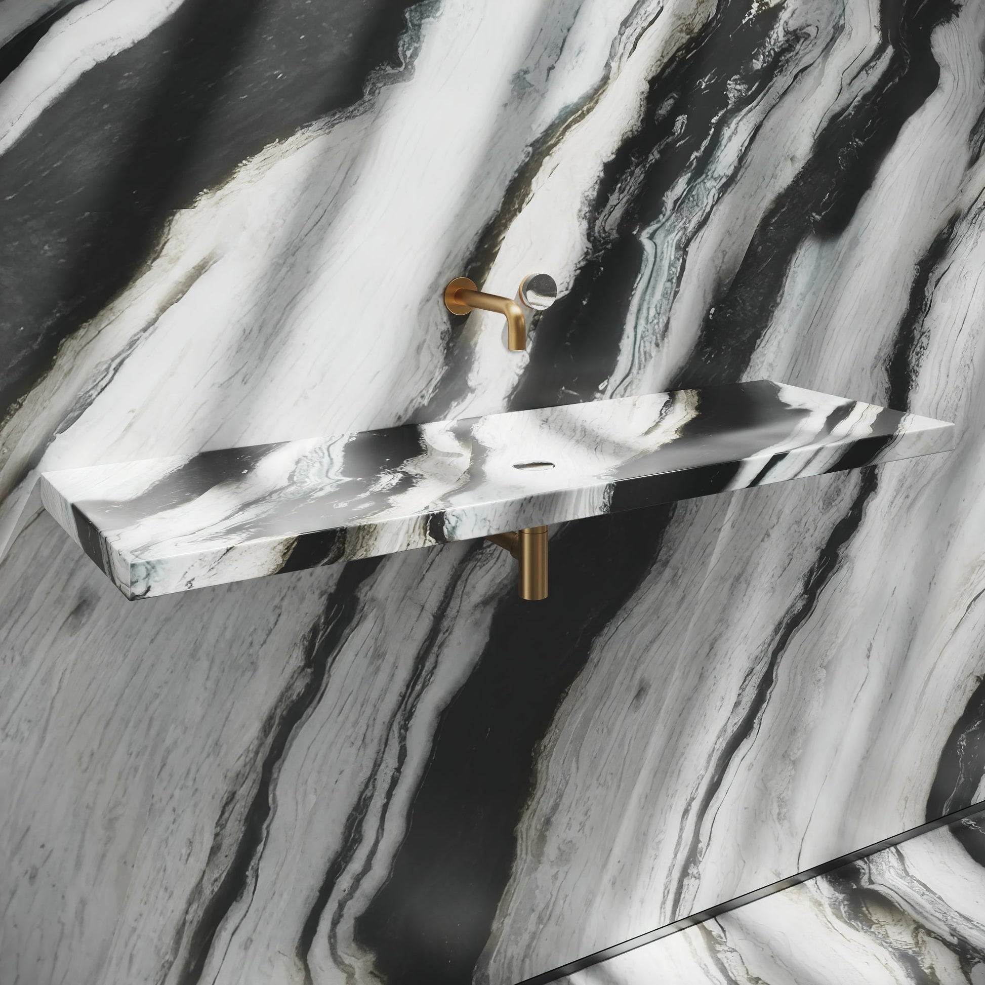 Levitare Panda Marble Ultra Thin Wall Mounted Basin 1200mm (Centre Waste)