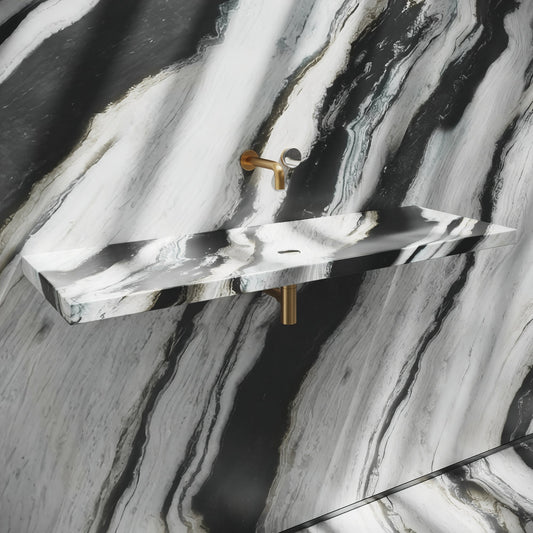 Levitare Panda Marble Ultra Thin Wall Mounted Basin 1200mm (Centre Waste)