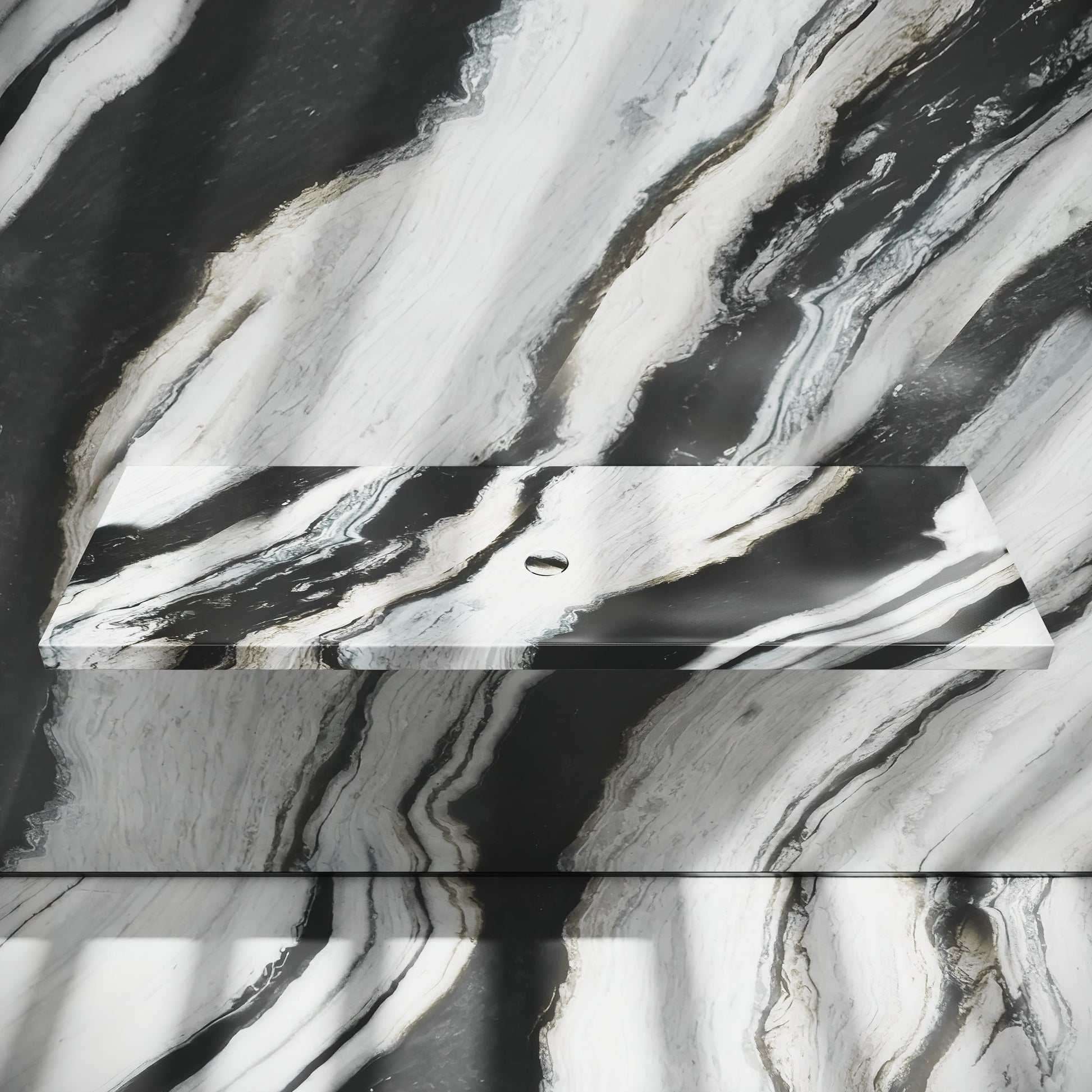 Levitare Panda Marble Ultra Thin Wall Mounted Basin 1200mm (Centre Waste)