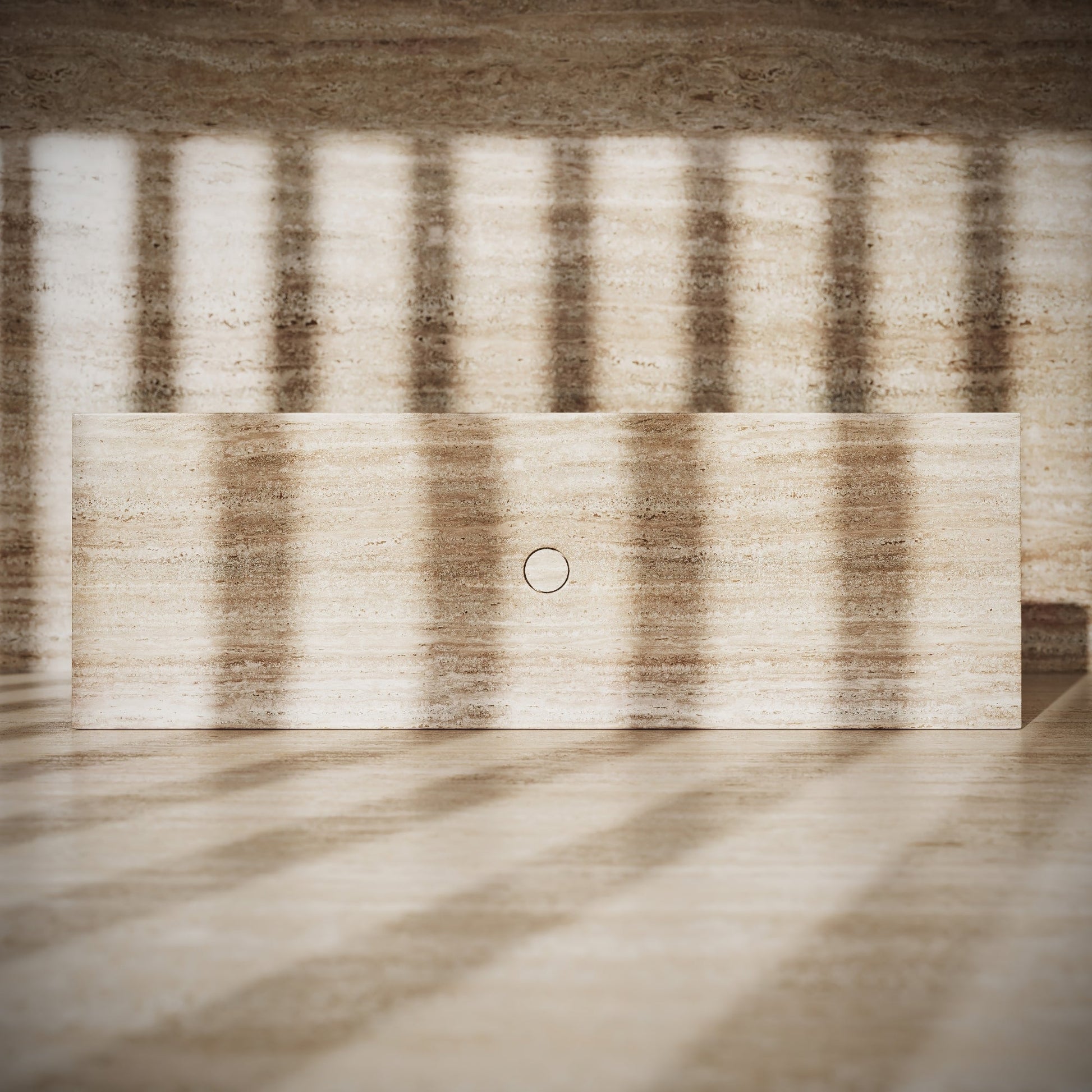 Levitare Travertine Marble Ultra Thin Wall Mounted Basin 1200mm (Centre Waste)