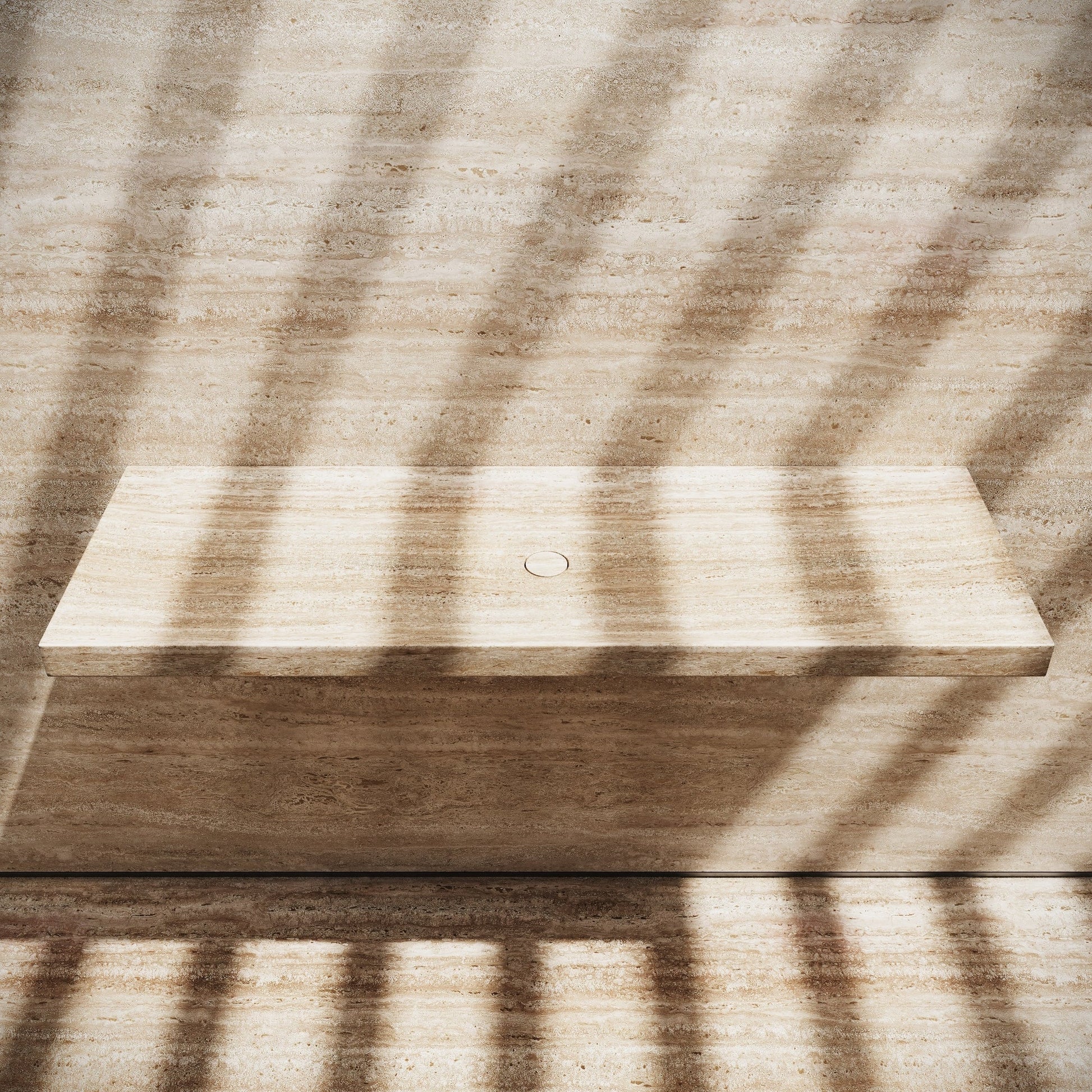 Levitare Travertine Marble Ultra Thin Wall Mounted Basin 1200mm (Centre Waste)