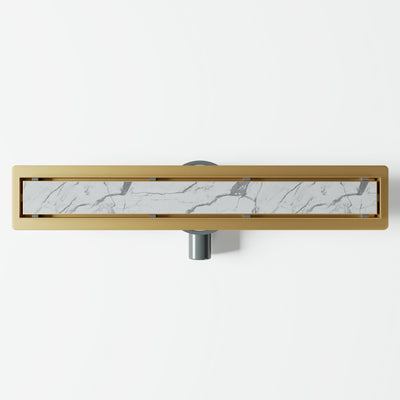 Linear Brushed Gold Tileable Wetroom Waste Kit