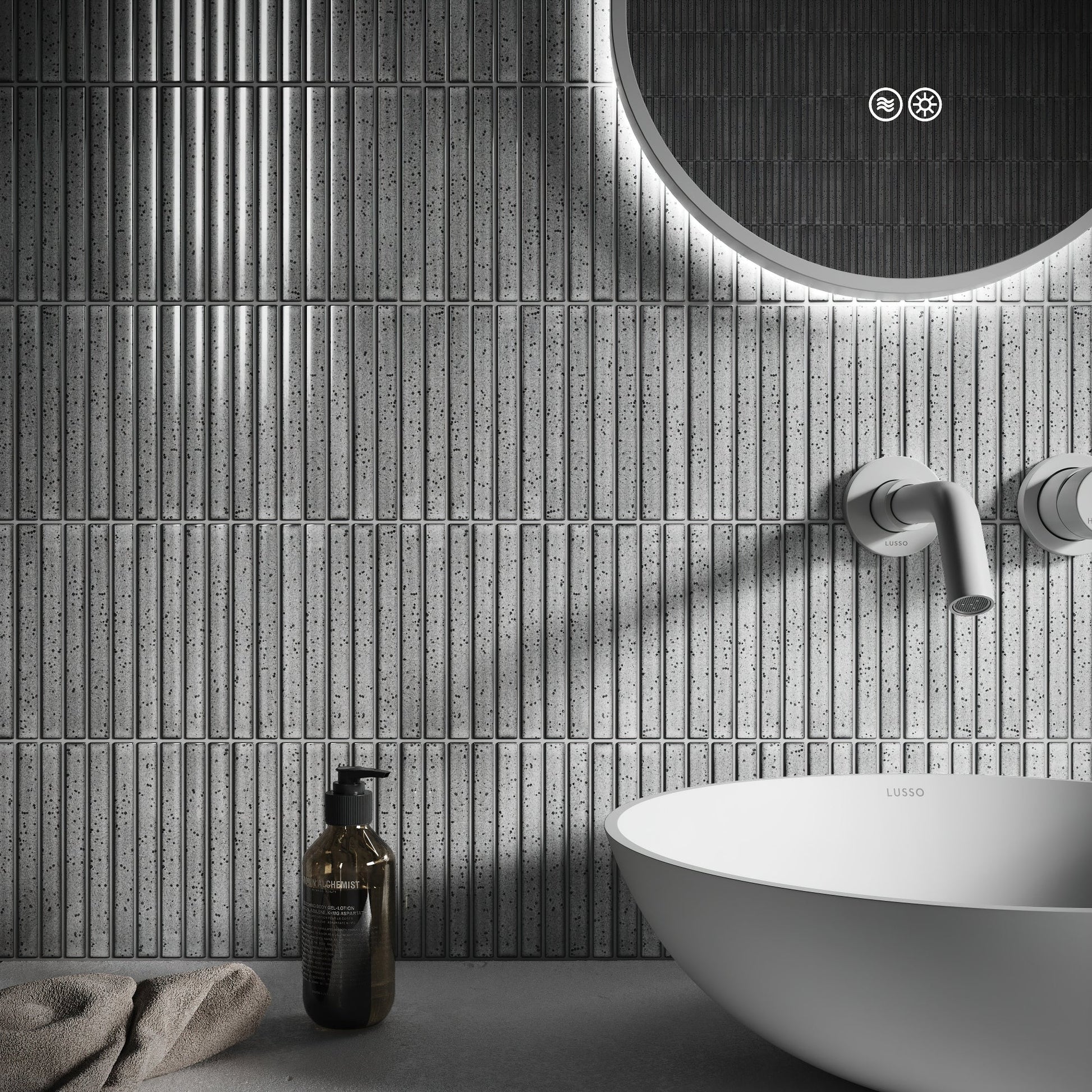 Linear Mosaic Ash Cloud Grey Glazed Porcelain Wall Tile