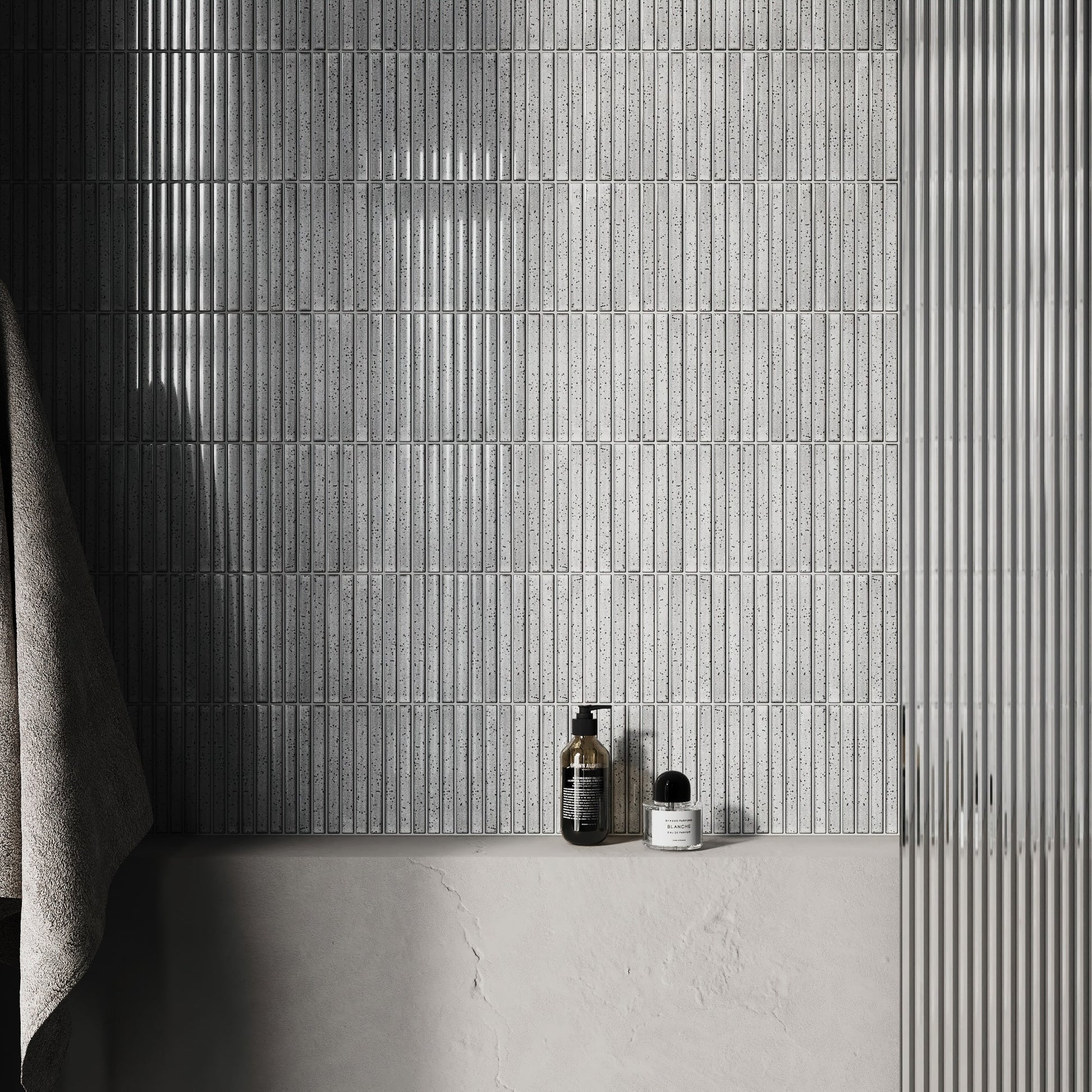 Linear Mosaic Ash Cloud Grey Glazed Porcelain Wall Tile