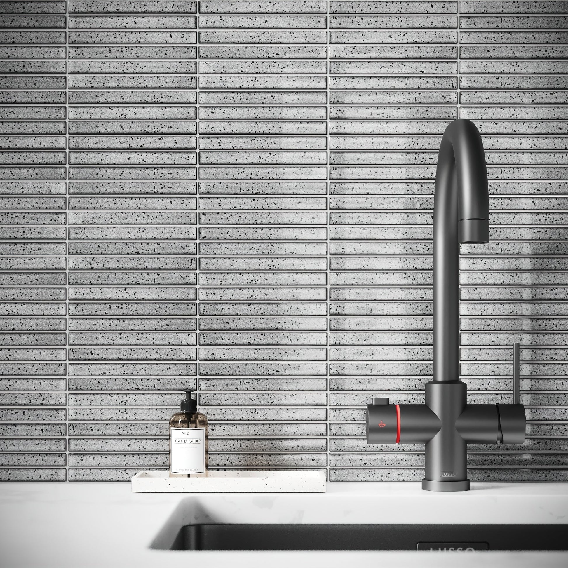 Linear Mosaic Ash Cloud Grey Glazed Porcelain Wall Tile