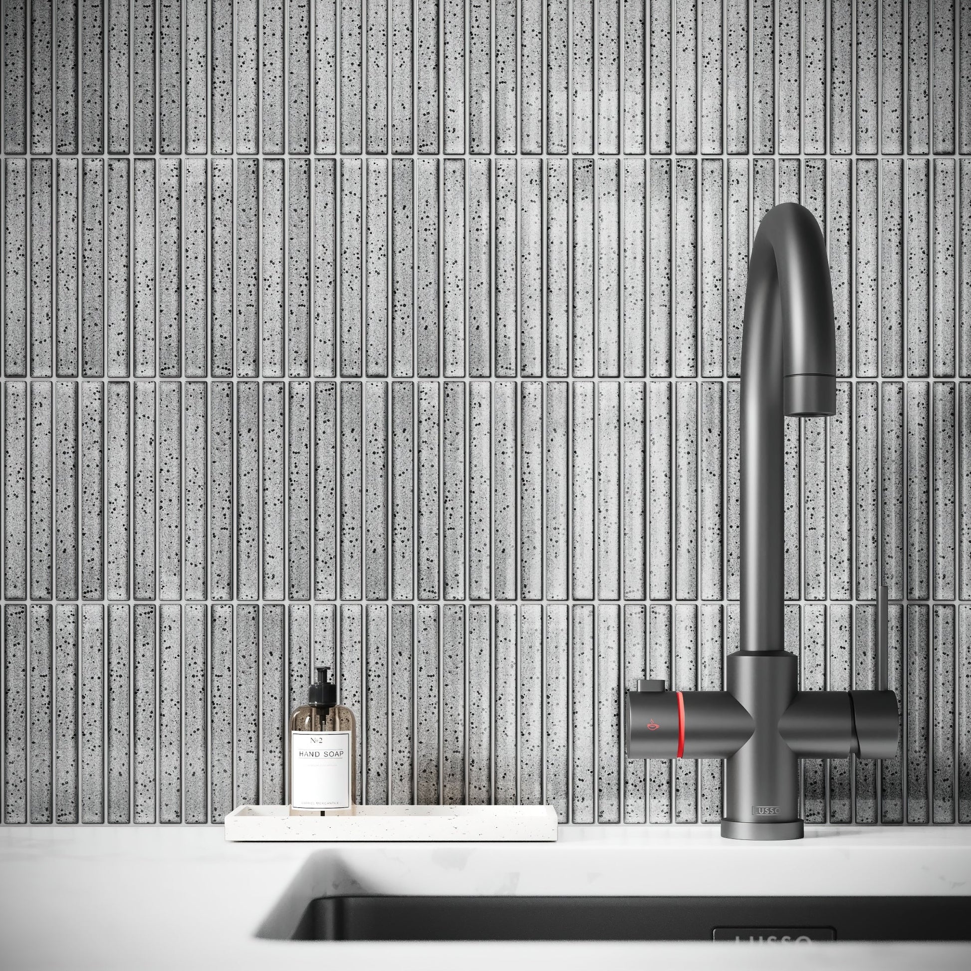 Linear Mosaic Ash Cloud Grey Glazed Porcelain Wall Tile