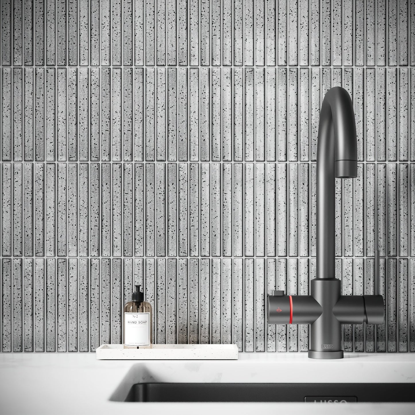 Linear Mosaic Ash Cloud Grey Glazed Porcelain Wall Tile