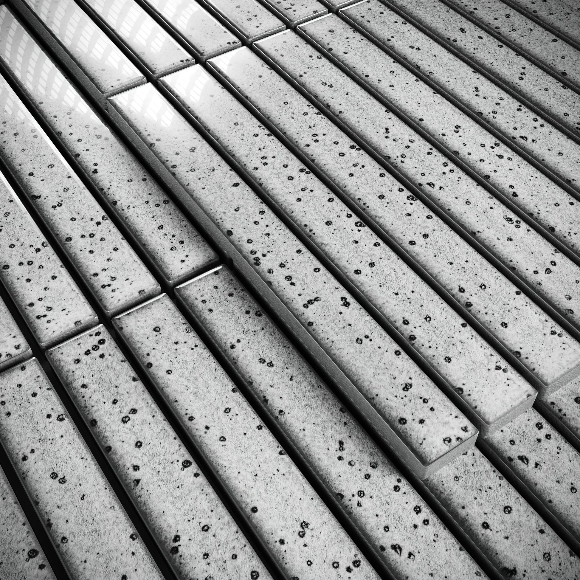 Linear Mosaic Ash Cloud Grey Glazed Porcelain Wall Tile