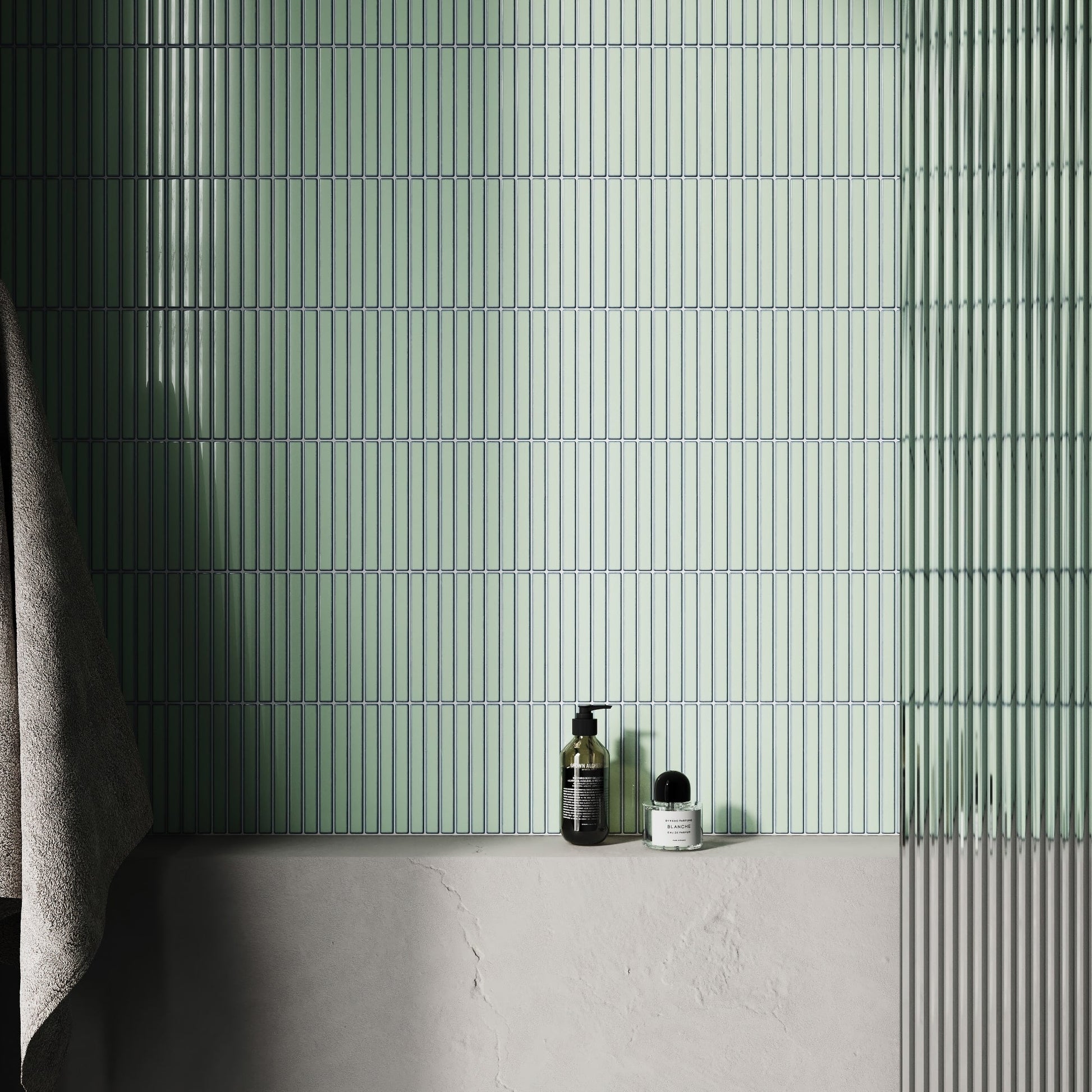 Linear Mosaic Olive Grove Green Glazed Porcelain Wall Tile