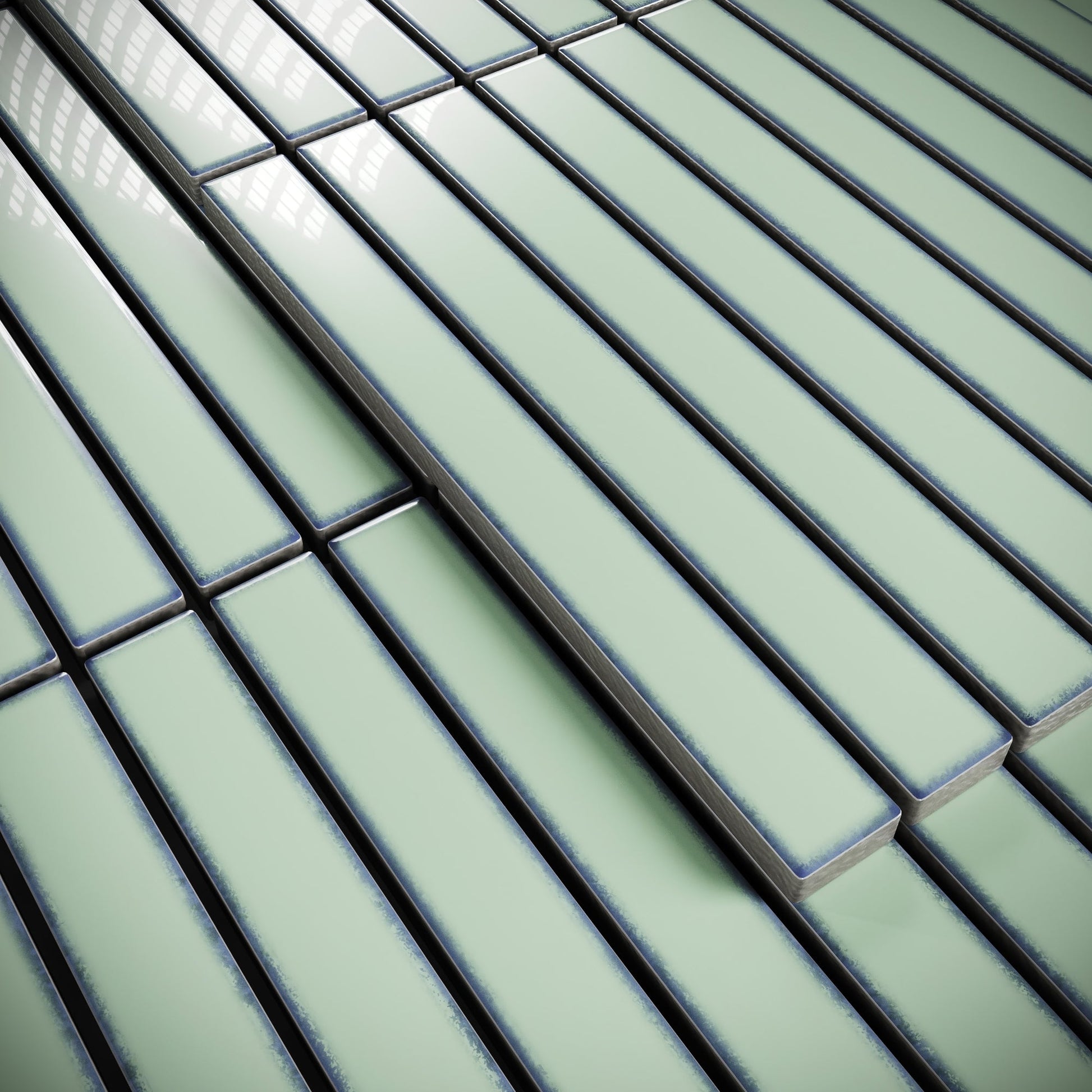 Linear Mosaic Olive Grove Green Glazed Porcelain Wall Tile