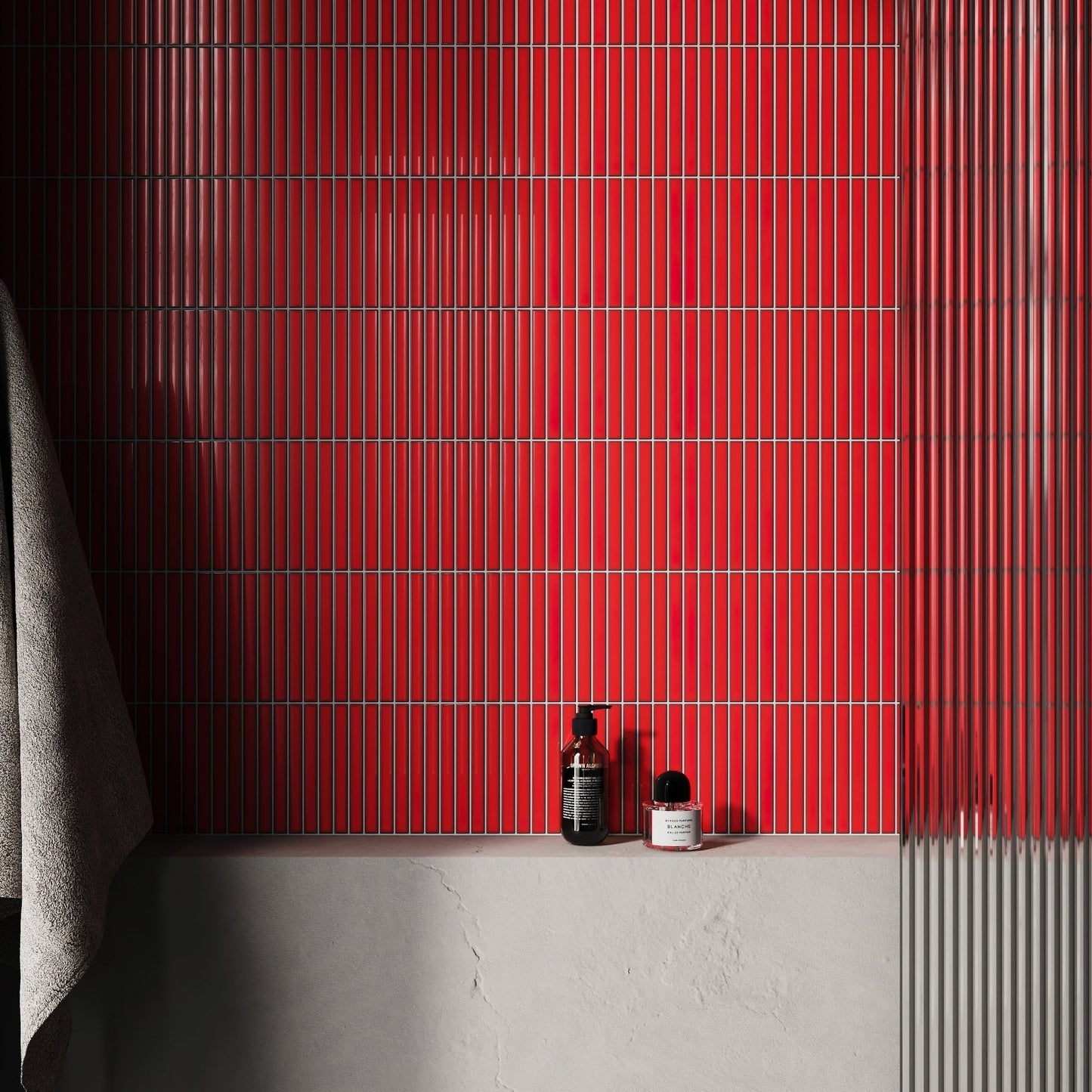 Linear Mosaic Ruby Spark Red Glazed Porcelain Wall Tile