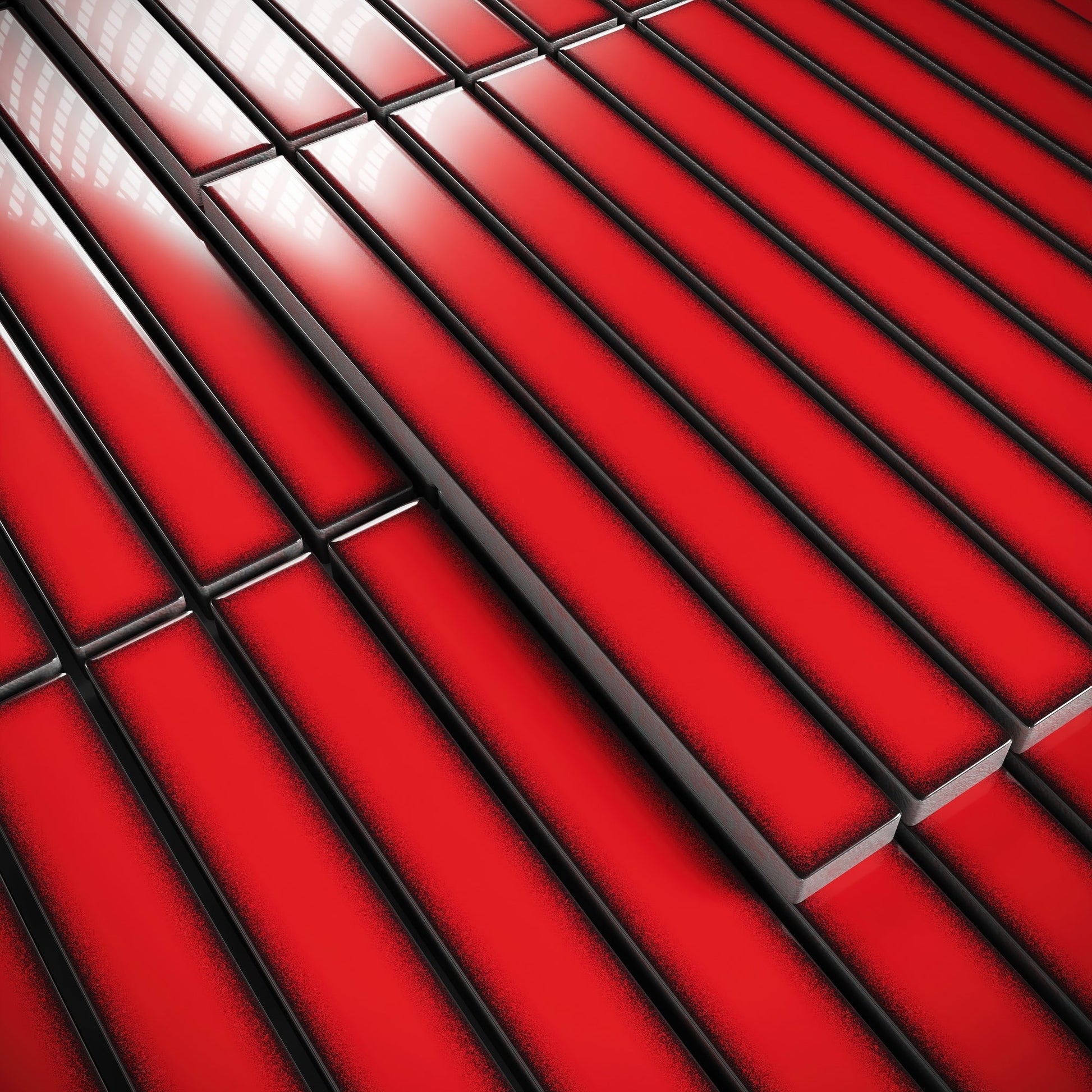 Linear Mosaic Ruby Spark Red Glazed Porcelain Wall Tile