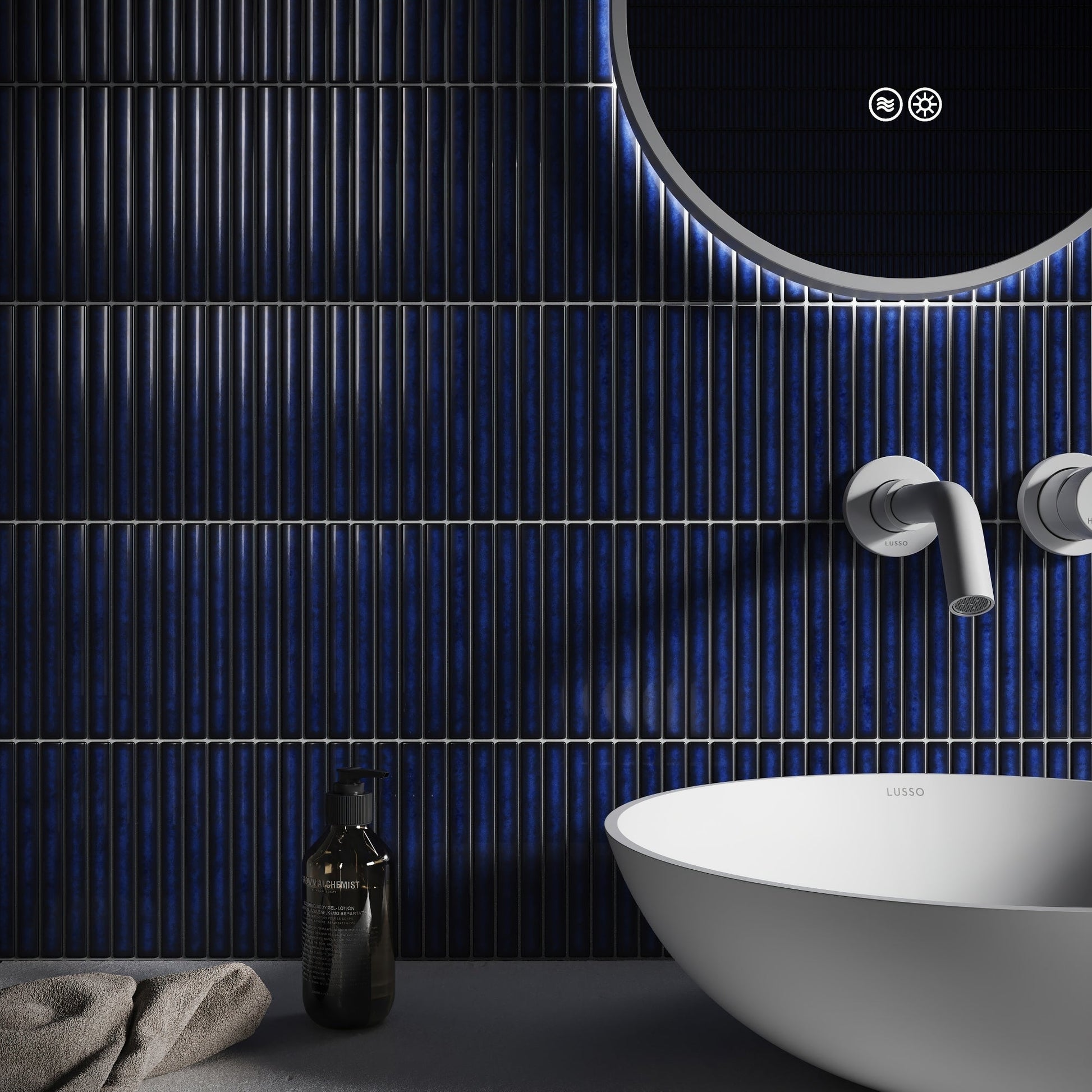 Linear Mosaic Sapphire Glow Blue Glazed Porcelain Wall Tile