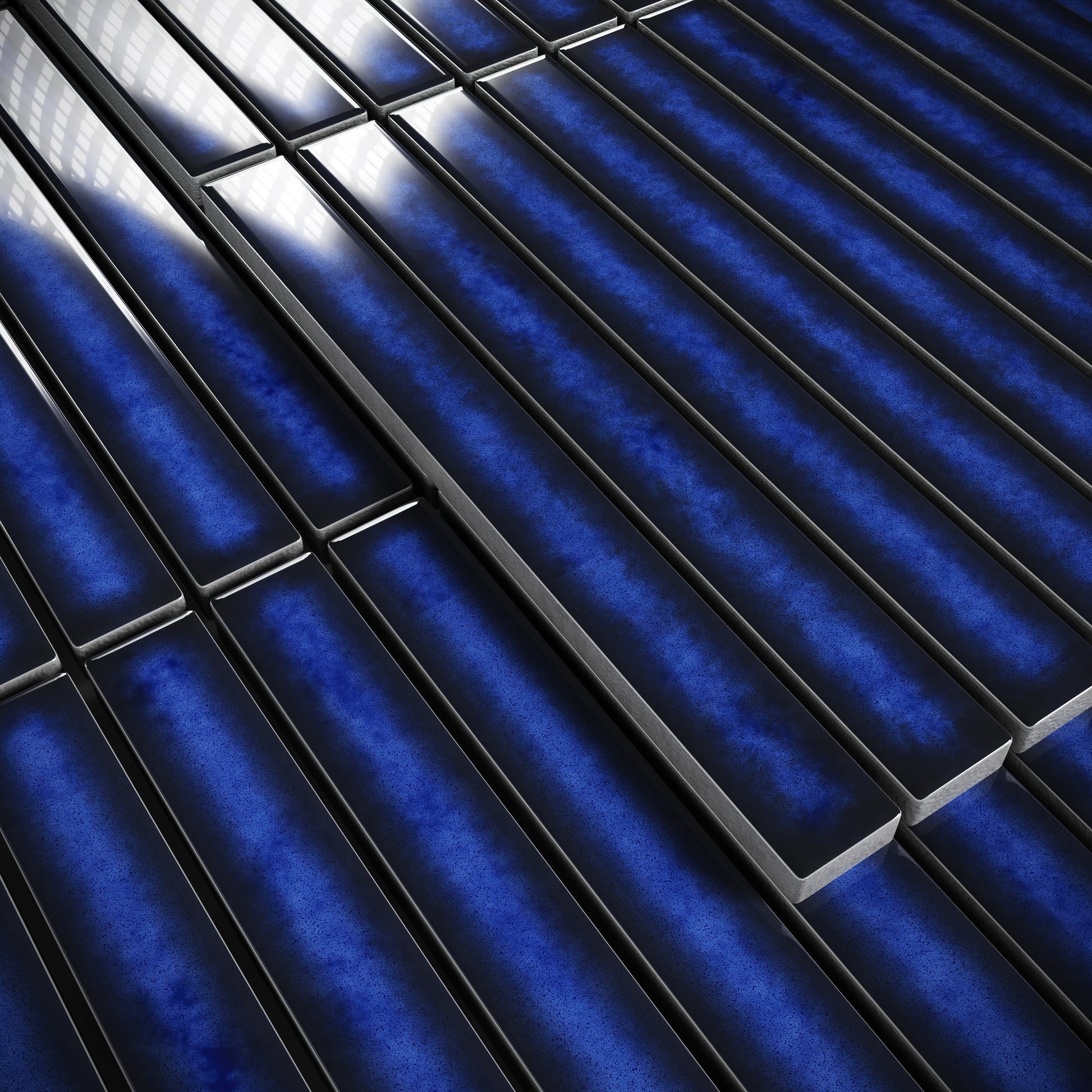 Linear Mosaic Sapphire Glow Blue Glazed Porcelain Wall Tile